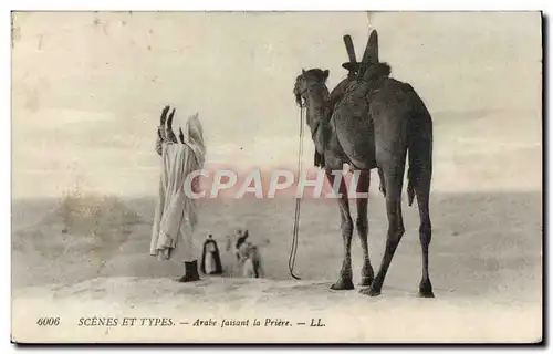 Ansichtskarte AK Scenes et Types Arabe faisant la Priere Chameau