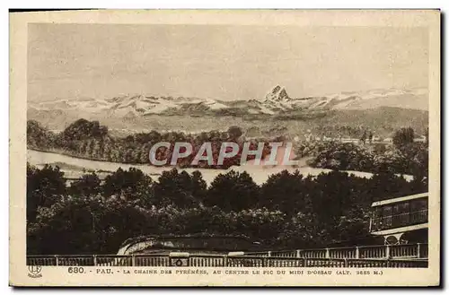 Cartes postales Pau La Chaine Des Pyrenes Au centre le Pic du Midi d&#39Ossau