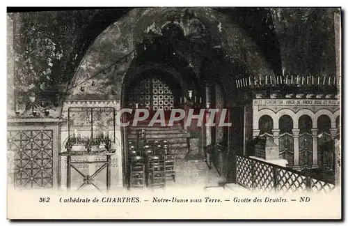 Ansichtskarte AK Cathedrale De Chartres Notre Dame Sous Terre Grotte Des Druides