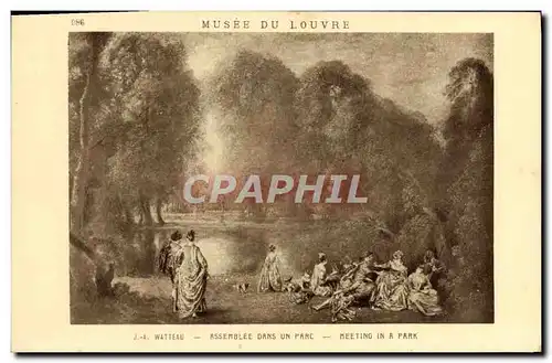 Cartes postales Assemblee Dans Un Parc Watteau Paris Musee du Louvre