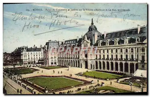 Cartes postales Rennes Palais Du Commerce Et Jardins sur la Vilaine