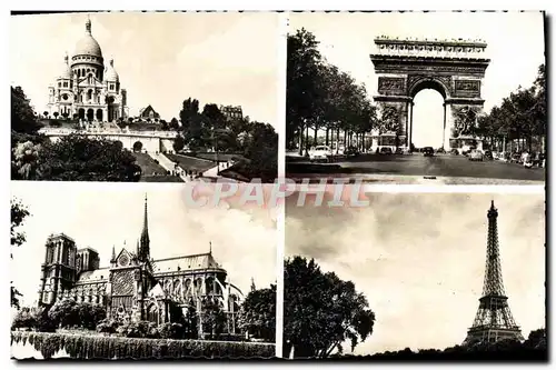 Moderne Karte Paris Basilique Du Sacre Coeur De Montmarts L&#39Arc De Triomphe Tour Eiffel