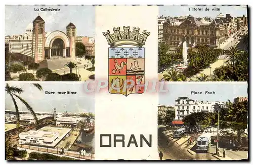 Cartes postales moderne Oran La cathedrale L&#39Hotel de ville Gare maritime Place Foch