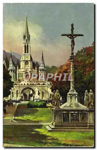 Cartes postales Lourdes La Basilique Et Le Calvaire Breton