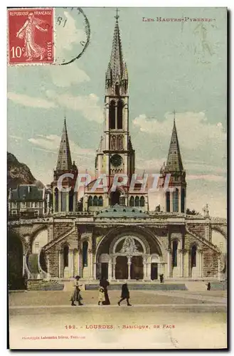 Cartes postales Lourdes Basilique de face