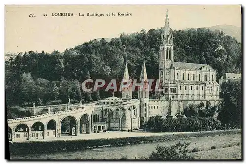 Ansichtskarte AK Lourdes La Basilique et le Rosaire