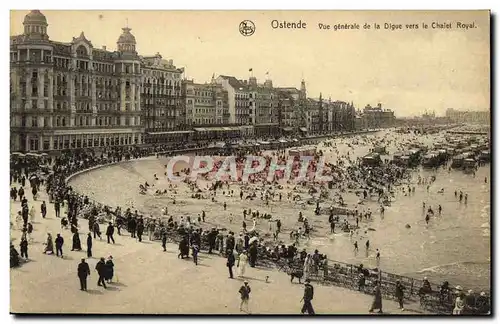 Cartes postales Ostende Vue Generale de la Digue vers le chalet royal