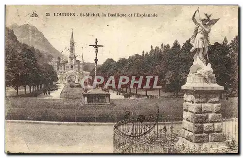 Cartes postales Lourdes St Michel la Basilique et L&#39Esplanade