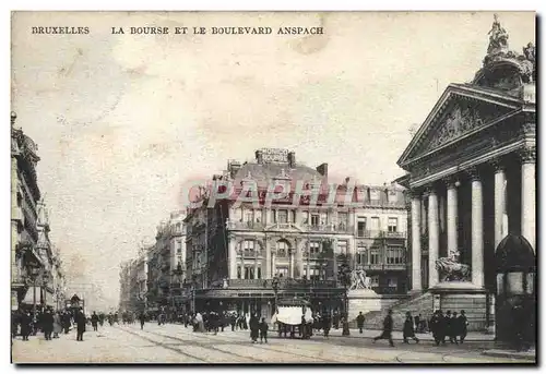 Cartes postales Bruxelles La Bourse Et Le Boulevard Anspach