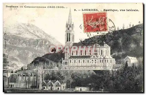 Cartes postales Lourdes Basilique Vue Laterale