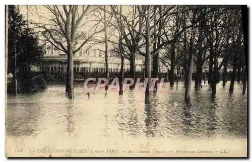 Cartes postales Paris Inondations Janvier 1910 Champs Elysees Restaurant Ledoyen
