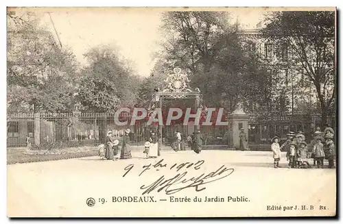 Cartes postales Bordeaux Entree du Jardin Public Enfants