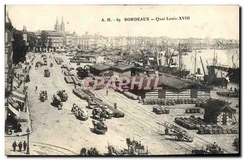 Cartes postales Bordeaux Quais Louis XVIII Bateaux