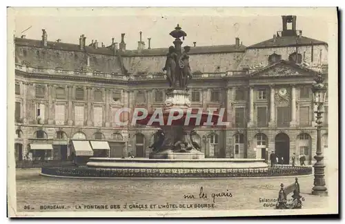 Cartes postales Bordeaux La fontaine des 3 Graces et l&#39Hotel de la Bourse