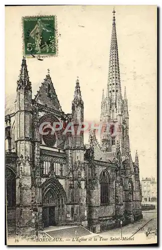 Cartes postales Bordeaux L'Eglise et la Tour Saint Michel
