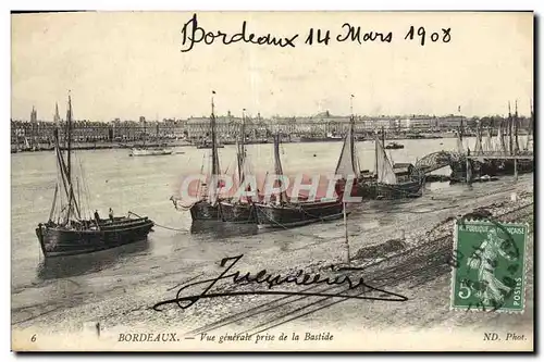 Cartes postales Bordeaux Vue generale Prise de la Bastide Bateaux