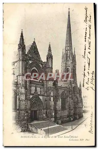 Cartes postales Bordeaux L'Eglise et la Tour Saint Michel