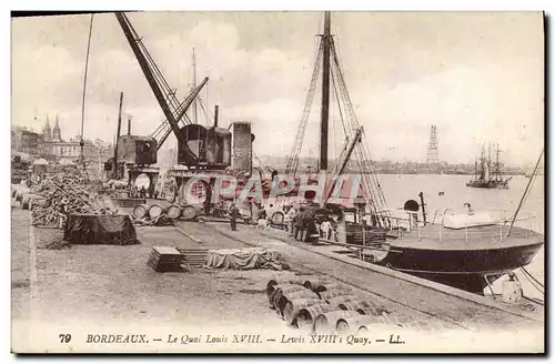 Cartes postales Bordeaux Le quai Louis XVIII Bateau