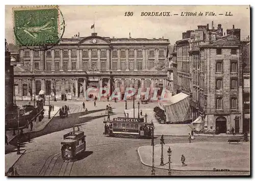 Cartes postales Bordeaux L'Hotel de Ville Tramway