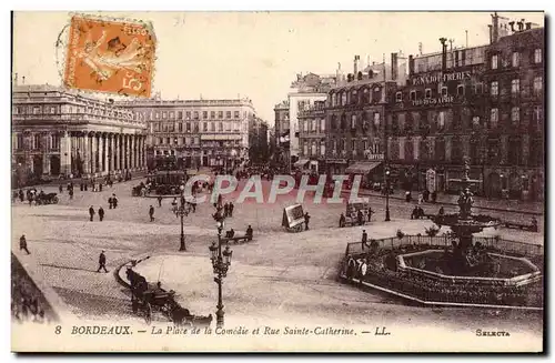 Cartes postales Bordeaux La Place de la Comedie et Rue Sainte Catherine