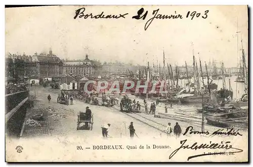 Ansichtskarte AK Bordeaux Quai de la Douane Bateaux