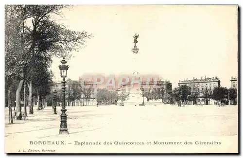 Ansichtskarte AK Bordeaux Esplanade des Quinconces et Monument des Girondins