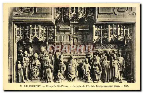 Ansichtskarte AK Le Crotoy Chapele St Pierre Retable de l&#39Autel Sculptures sur Bois