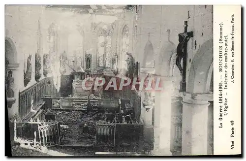 Cartes postales La Guerre Bouchoir L'Eglise Interieur du Maitre autel Militaria