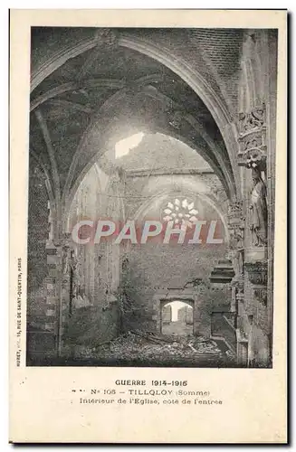 Cartes postales Guerre Tilloloy Interieur de l'Eglise cote de l'entree Militaria