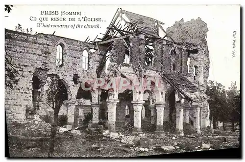 Cartes postales Frise Ce Qui Reste de l'Eglise Militaria