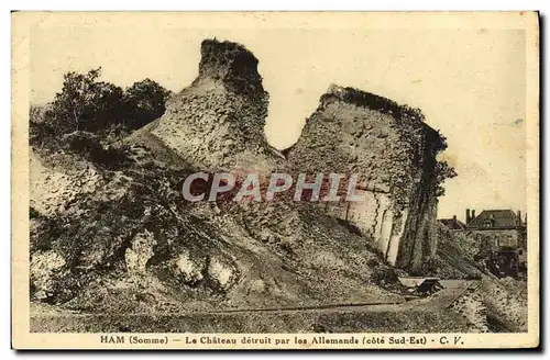 Ansichtskarte AK Ham Le Chateau detruit par les Allemands Militaria