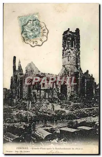 Ansichtskarte AK Peronne Grande Place apres le Bombardement de 1870 1871 Militaria