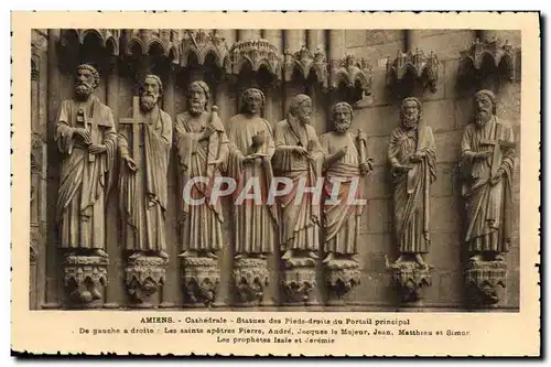 Ansichtskarte AK Amiens Cathedrale Statues des Pieds droits du portail principal