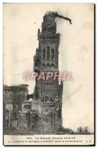 Cartes postales Le Clocher de la Basilique d&#39Albert apres le bombardement