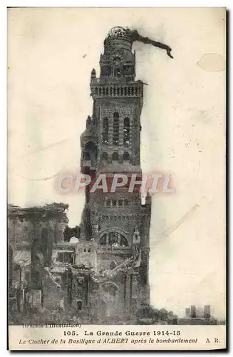 Cartes postales Le Clocher de la Basilique d'Albert apres le bombardement