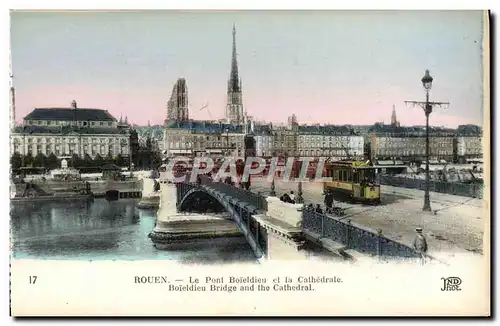 Cartes postales Rouen Le Pont Boieldieu et la Cathedrale Tramway