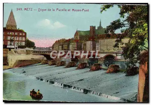Cartes postales Metz Digue de la Pucelle et Moyen Pont
