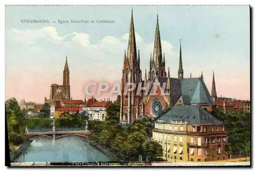 Cartes postales Strasbourg Eglise Saint Paul et Cathedrale