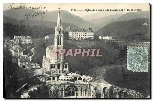 Cartes postales Eglise Du Rosaire Et La Basilique de ND de Lourdes