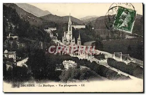 Cartes postales Lourdes La Basilique Vue plongeante