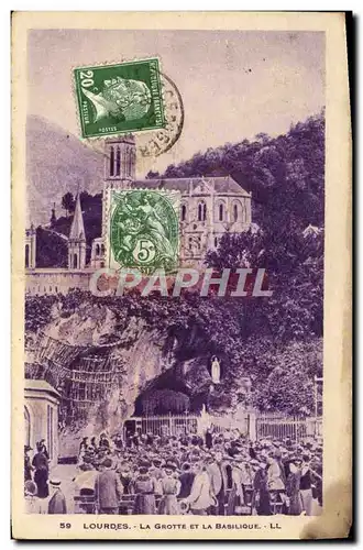 Cartes postales Lourdes La Grotte Et La Basilique