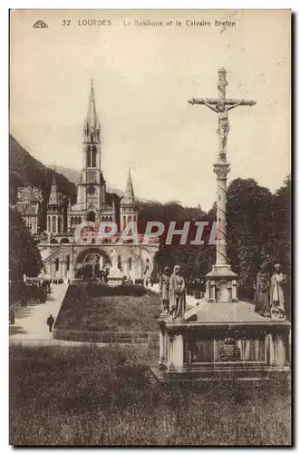 Ansichtskarte AK Lourdes La Basilique et la calvaire breton