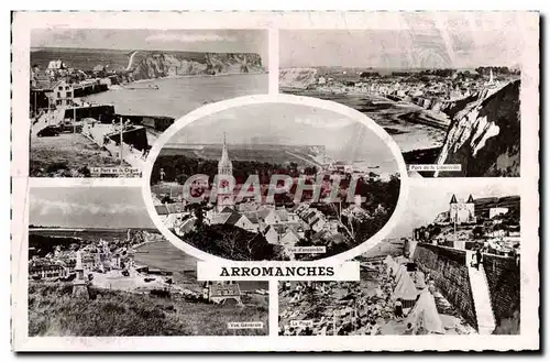 Cartes postales moderne Arromanches Le porte et la digue Port de la Liberation Vue generale La plage