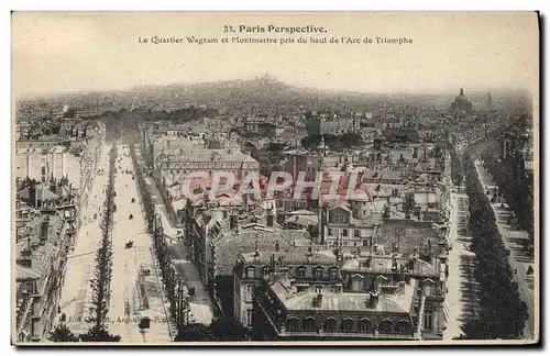 Ansichtskarte AK Paris Perspective Le Quartier Wagram et Montmartre pris du haut de l&#39Arc de Triomphe