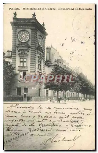 Cartes postales Paris Ministere De La Guerre Boulevard St Germain