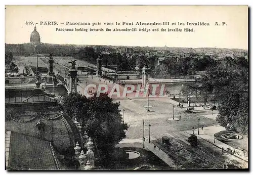 Cartes postales Paris Panorama Pris Vers Le Pont Alexandre III et les Invalides