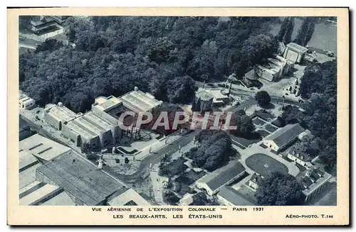 Cartes postales Paris Vue Aeriennne De L&#39Exposition Coloniale 1931 Les Beaux Arts Les Etats Unis