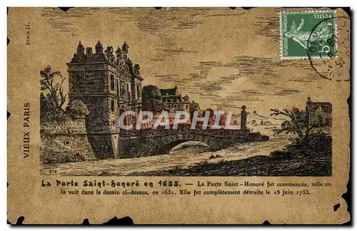 Cartes postales Paris La Porte Saint Honore en 1685