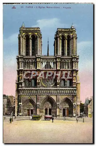 Cartes postales Paris L&#39Eglise Notre Dame Facade