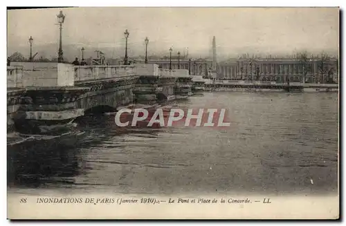 Cartes postales Inondations De Paris Le Pont Et Place De La Concorde